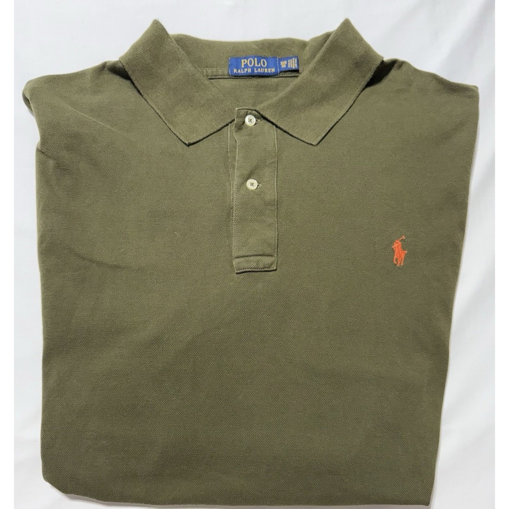 Polo Ralph Lauren Mens Polo Shirt 3XB Green Short Sleeve Cotton Knit Logo